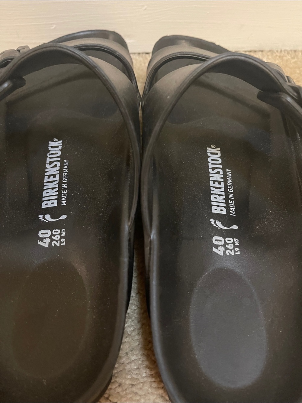 Birkenstock Black Double Strap EVA Sandals size L 9 /M7. Brand New - Picture 2 of 9